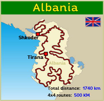 Albania Off-Road Map with 4x4 Trails and Tracks