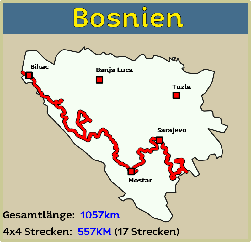 4x4 Europa Karte Bosnien