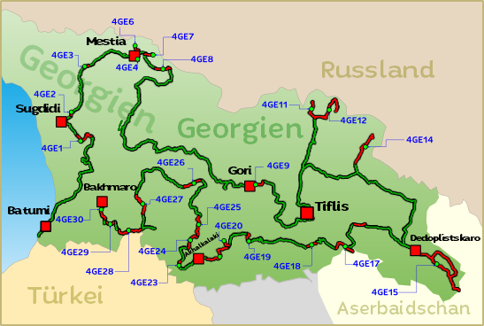 Touren Übersichtskarte Offroadreise Georgien und Kaukasus