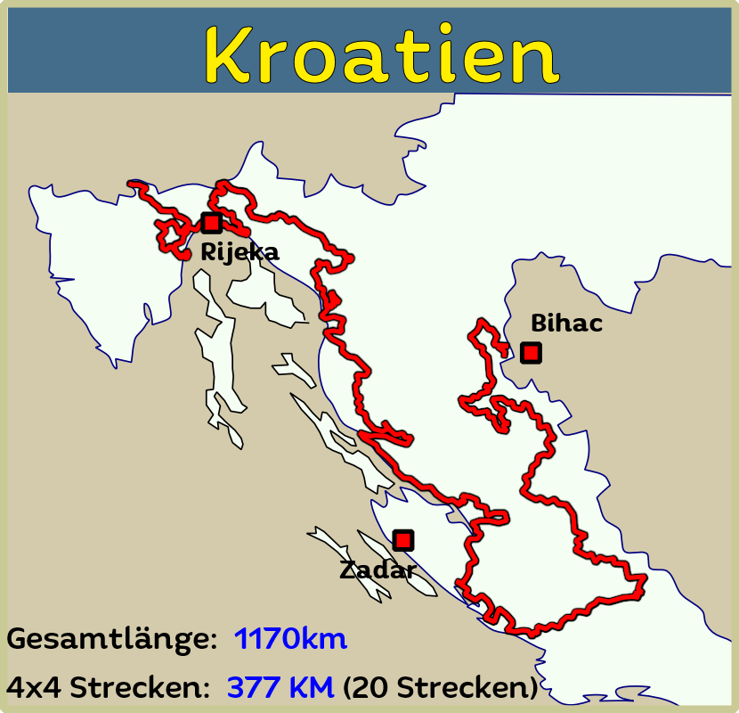 4x4 Europa Karte Kroatien