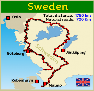 Southern Sweden Off-Road Route Map with 4x4 Trails