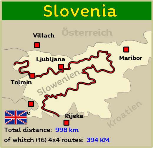 Slovenia Off-Road Route Map with 4x4 Trails