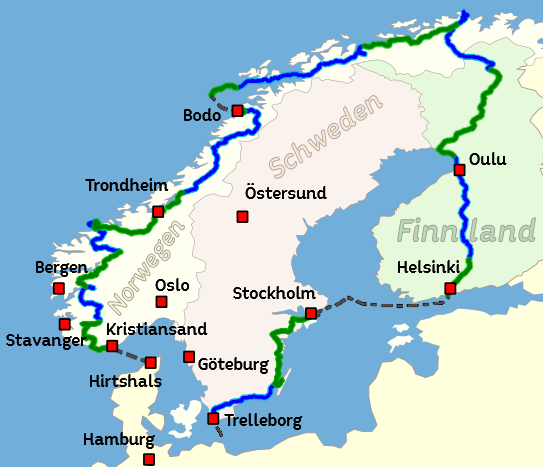Touren Karte Nordkap Motorradtour