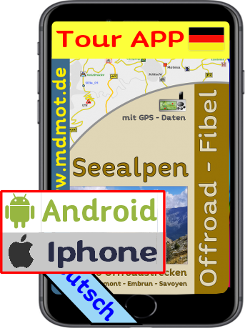Tourenapp Handy Navigationsapp Guibo für die kompletten Seealpen 40 Offroadstrecken