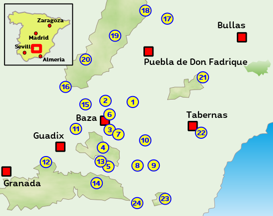 Off-road overview map of Andalusia (Spain)
