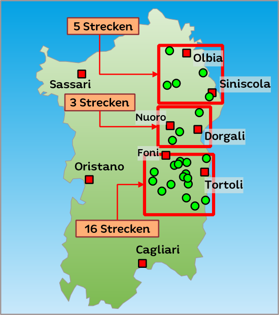 Tourenübersicht Offroadstrecken Sardinien Ostfüe Enduro oder 4x4 oder Reiseenduro