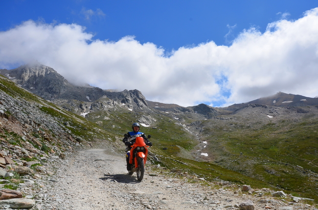 Foto beschreibt fahrt  mit dem Motorrad zum Colle Sommeiller